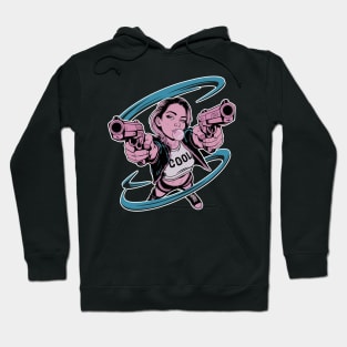 Badass Girl Blowing Bubble With Guns Pointed Up Hoodie